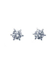 A pair of screw back natural diamond stud earrings crafted in 14k white gold.