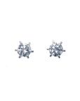 A pair of screw back natural diamond stud earrings crafted in 14k white gold.