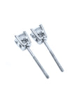 Pair of screw backs diamond stud earrings white gold, downside view.
