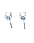 A pair of screw backs diamond stud earrings white gold, top and side profile view.