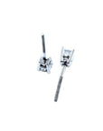 Pair of 0.46 ct natural diamond stud earrings with screw backs in 14K white gold.