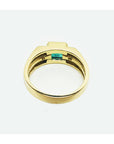 The underside view of this men's natural emerald ring in yellow gold.