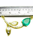 14k yellow gold genuine Emerald necklace 1.66 carats sourced from Muzo mines; nature inspired design