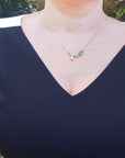 Gift for Mother's Day Pear shaped Emerald necklace 1.66 carats from Muzo mines; nature inspired design in 14k yellow gold