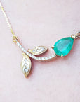 USA made Colombian Emerald necklace 1.66 carats sourced from Muzo mines; nature inspired design