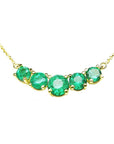 Round cut Muzo Colombian Emerald Necklace 14K Yellow Gold