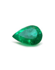 Natural colombian emerald pear cut, front side table and crown view