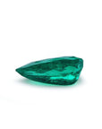 Natural emerald pear cut from muzo mine Colombia, underneath pavilion and girdle view