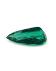Natural emerald pear cut from muzo mine Colombia, upside down pavilion view