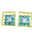 Genuine Colombian emerald cufflinks for men eight round cut natural sourced from the Muzo mines in Colombia square design