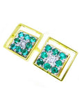 Cufflinks fine emerald jewelry for men eight round cut natural sourced from the Muzo mines in Colombia square design