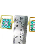 Genuine Colombian emerald cufflinks for sale eight round cut natural sourced from the Muzo mines in Colombia square design