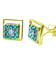 Cufflinks Father's Day fine emerald jewelry for man eight round cut natural sourced from the Muzo mines in Colombia square design
