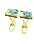 Gold cufflinks fine emerald Jewelry for men eight round cut natural sourced from the Muzo mines in Colombia square design