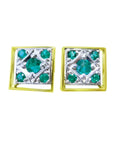 A stylish pair of men’s cufflinks featuring five round-cut natural Colombian emeralds set in 14k yellow and white gold.