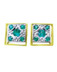 A stylish pair of men’s cufflinks featuring five round-cut natural Colombian emeralds set in 14k yellow and white gold.