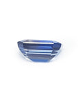 Natural loose sapphire emerald-cut, underside position girdle and pavilion visibles