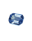 Natural loose sapphire emerald-cut, left side position table and crown visibles