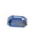 Natural loose sapphire emerald-cut, upside down pavilion exposed