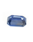 Natural loose sapphire emerald-cut, upside down pavilion exposed