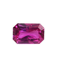 GIA certified loose natural pink sapphire fancy emerald cut 1.38 ct. front side position table and crown visibles