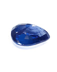 3.67 ct. Loose natural blue sapphire pear cut, upside down displaying pavilion