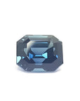 Natural sapphire untreated GIA certified, emerald-cut eye clean vibrant deep blue-green hue.