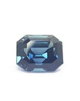 Natural sapphire untreated GIA certified, emerald-cut eye clean vibrant deep blue-green hue.