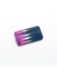 Emerald cut 6.11 ct natural loose watermelon tourmaline, deep bluish-green and red-orange bicolor.
