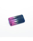 Emerald cut 6.11 ct natural loose watermelon tourmaline, deep bluish-green and red-orange bicolor.