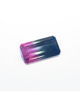 Emerald cut 6.11 ct natural loose watermelon tourmaline, deep bluish-green and red-orange bicolor.
