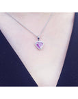 2.36 ct. Natural Pink Sapphire Heart Pendant Halo Diamonds 18K White Gold