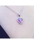 2.36 ct. Natural Pink Sapphire Heart Pendant Halo Diamonds 18K White Gold