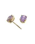 A pair of natural pink sapphire cabochon oval cut stud earrings, sparkling medium pink color, push backs, crafted in 14k gold.