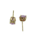 14k yellow gold stud earrings with natural pink sapphires cabochon oval cut.