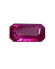 Loose ruby natural gemstone emerald cut 1.11 ct. front side position table and crown visibles
