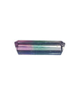 Rectangular elongated bicolor watermelon tourmaline, 5.19 ct, with pink, green, and soft pink hues.