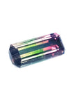Rectangular elongated bicolor watermelon tourmaline, 5.19 ct, with pink, green, and soft pink colors.