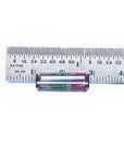 Rectangular bicolor Brazilian watermelon tourmaline, pink, green, and soft pink, shown with a ruler.