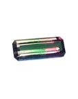 Brazilian tourmaline bicolor tabe and crown facets displayed on top-side position.
