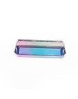 Rectangular elongated bicolor Brazilian watermelon tourmaline, 5.19 ct, with pink, green, and soft pink hues.