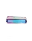 Rectangular elongated bicolor Brazilian watermelon tourmaline, 5.19 ct, with pink, green, and soft pink hues.