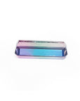 Rectangular elongated bicolor Brazilian watermelon tourmaline, 5.19 ct, with pink, green, and soft pink hues.