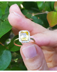 2.03 ct. Natural Yellow Sapphire Ring for Women Halo Diamond Crafted in 14K Yellow Gold