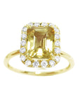 2.03 ct. Natural Yellow Sapphire Ring for Women Halo Diamond Crafted in 14K Yellow Gold