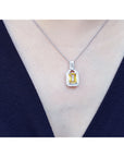 2.42 ct. Natural Yellow Sapphire Pendant Necklace Halo Diamond 18K White Gold