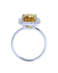4.59 Carats Yellow Sapphire Engagement Ring Emerald cut Halo Natural Diamonds 14K Gold