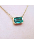 18k Yellow gold Emerald necklace USA made gem soured from the Muzo mines in Colombia