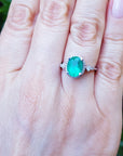 Engagement emerald ring natural halo diamonds medium deep green color 2.02 carats halo natural diamonds crafted in 14k white gold