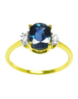 14K Yellow Gold Women's Blue Sapphire Ring 0.87 ct. Oval cut